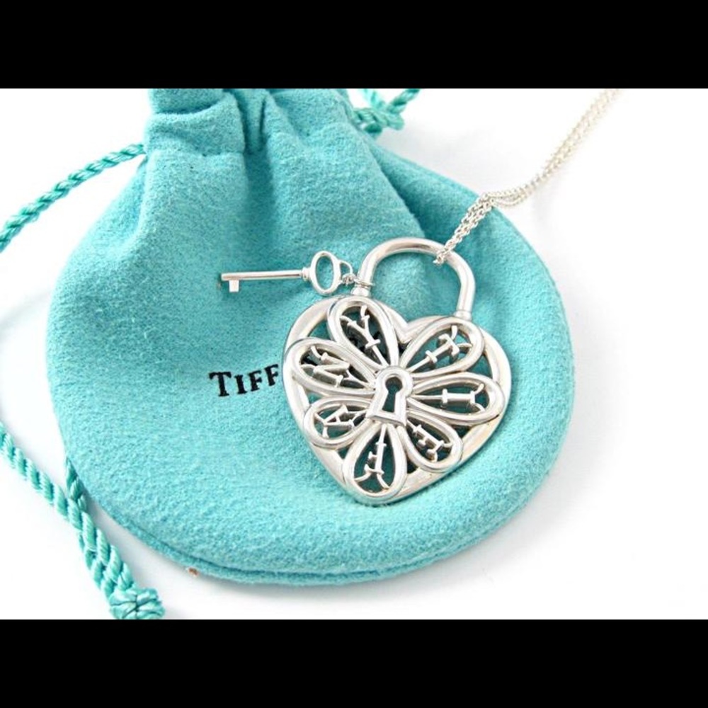 Tiffany & Co. heart filigree necklace with key